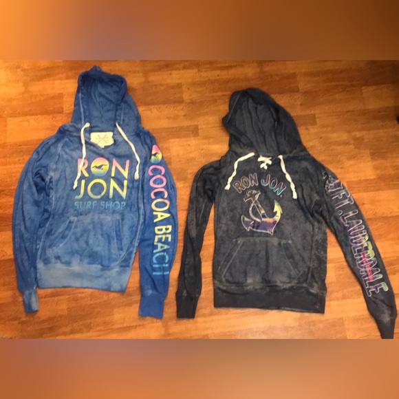 2)Ron Jon Hooded long sleeve shirts Size juniors Med - Picture 2 of 8
